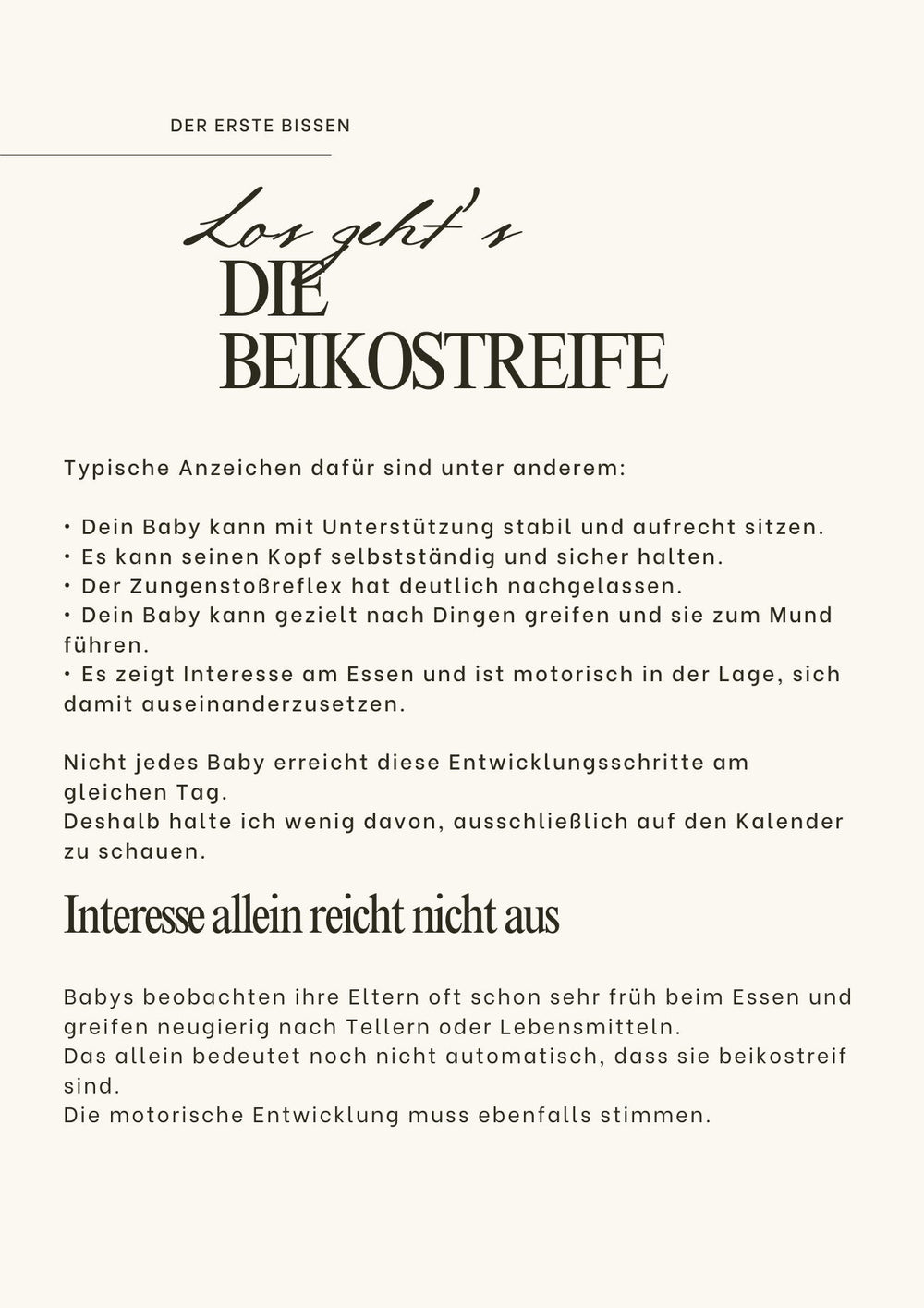 Leseprobe: Die Beikostreife