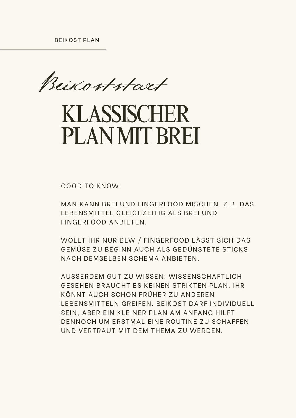 Leseprobe: Klassischer Plan mit Brei
