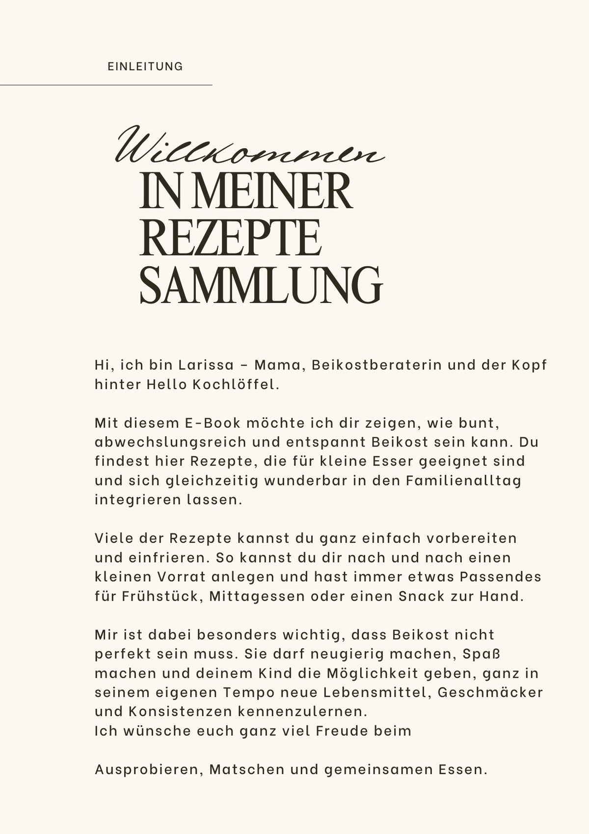 Leseprobe: Willkommen in meiner Rezepte Sammlung